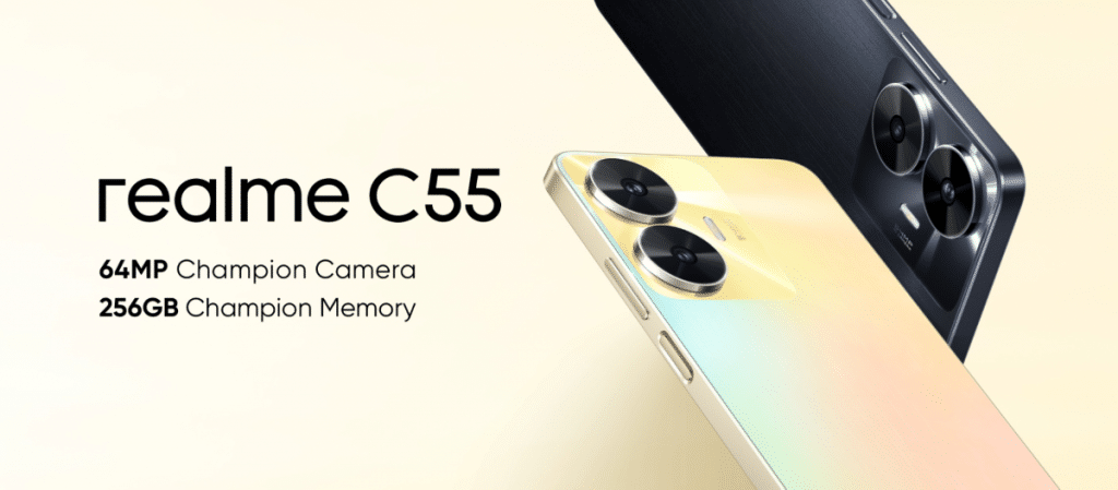 Smartphone realme C55 Memória 8+256GB Câmera 64MP Frontal 8MP Tela 6.72 Carregador 33W Dual Chip