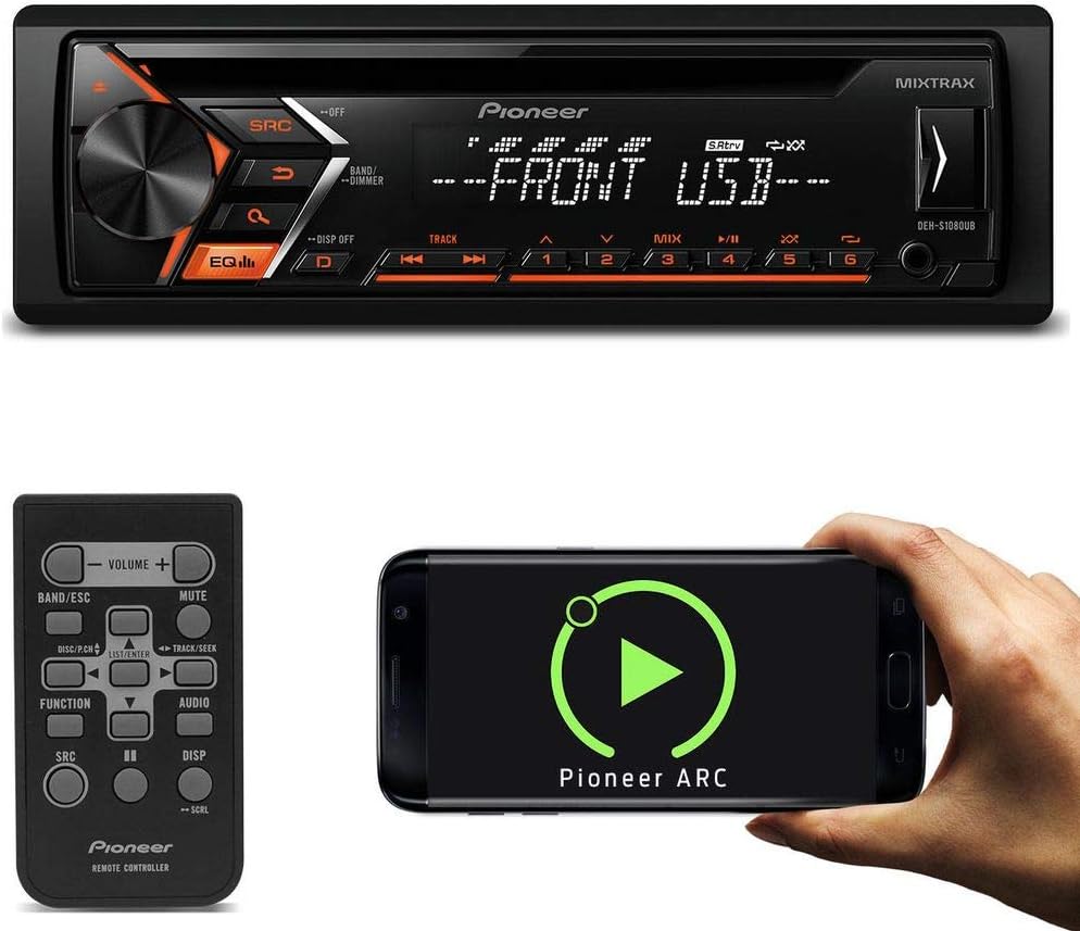 CD Player Automotivo Pioneer DEH-S1080UB 1 Din USB AUX RCA AM FM MP3 Smartphone Aplicativo Mixtrax