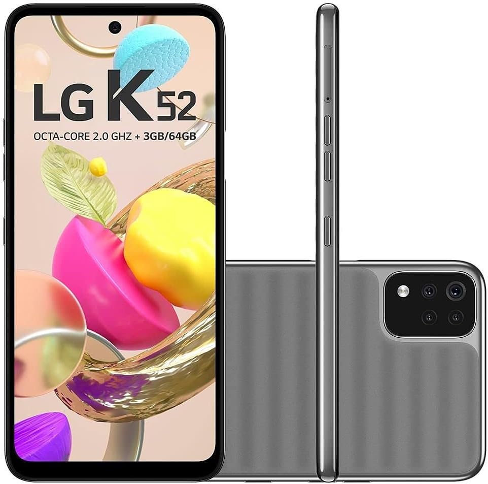 Smartphone LG K52 64GB Cinza 4G Octa-Core - 3GB RAM Tela 6,59” Câm. Quádrupla + Selfie 8MP Desbloqueado TIM